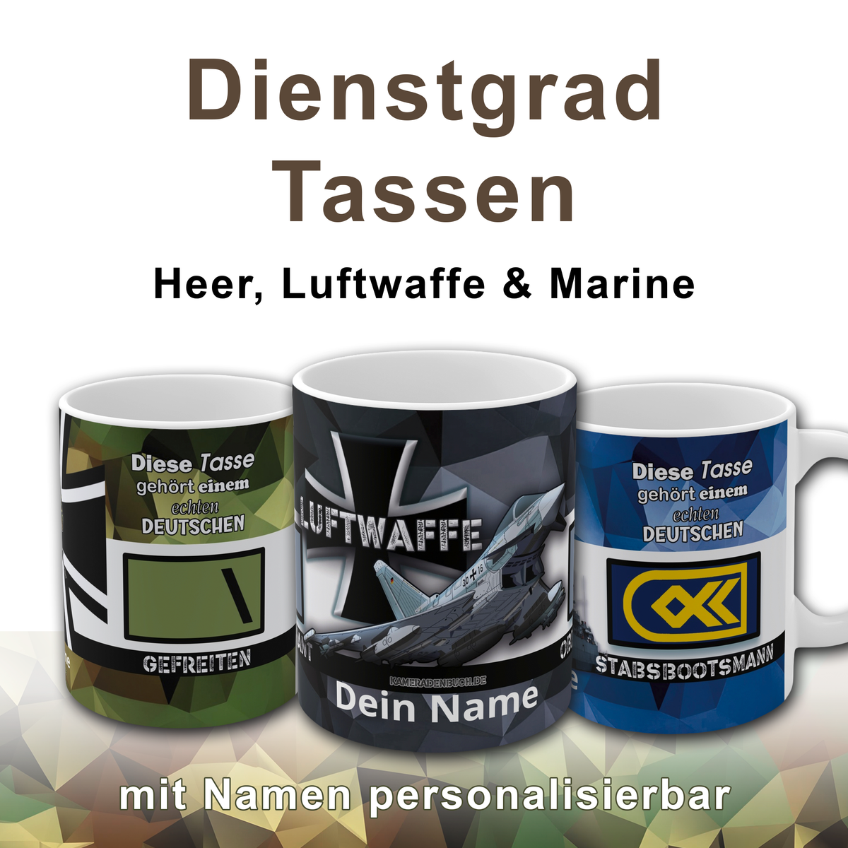 Dienstgrad Tassen - Heer, Luftwaffe & Marine